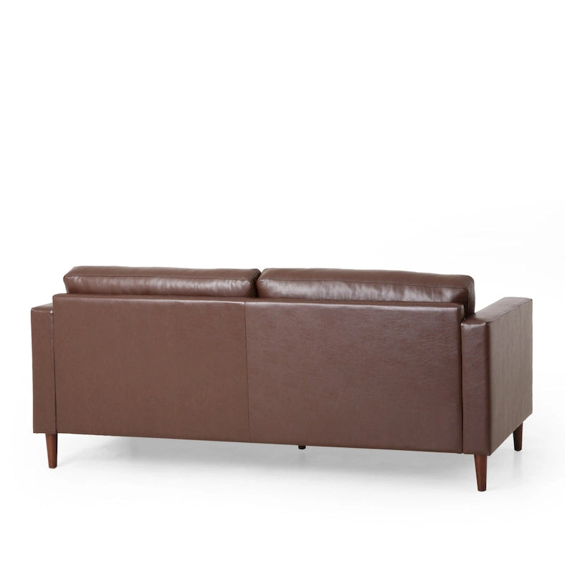Canapé en similicuir de style moderne avec pieds en bois
