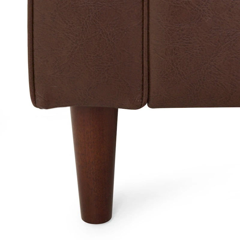 Canapé en similicuir de style moderne avec pieds en bois