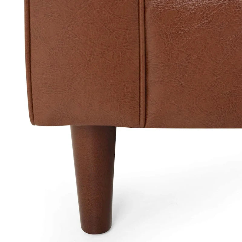Canapé en similicuir de style moderne avec pieds en bois