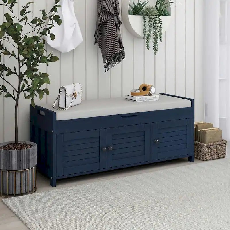 Banc de rangement à chaussures rembourré à trois portes