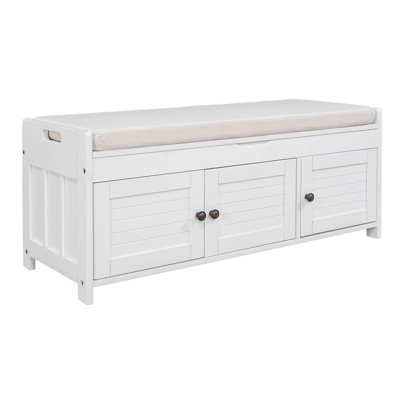 Banc de rangement à chaussures rembourré à trois portes