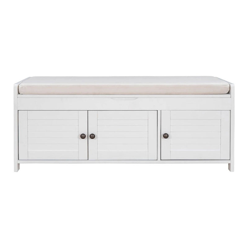 Banc de rangement à chaussures rembourré à trois portes