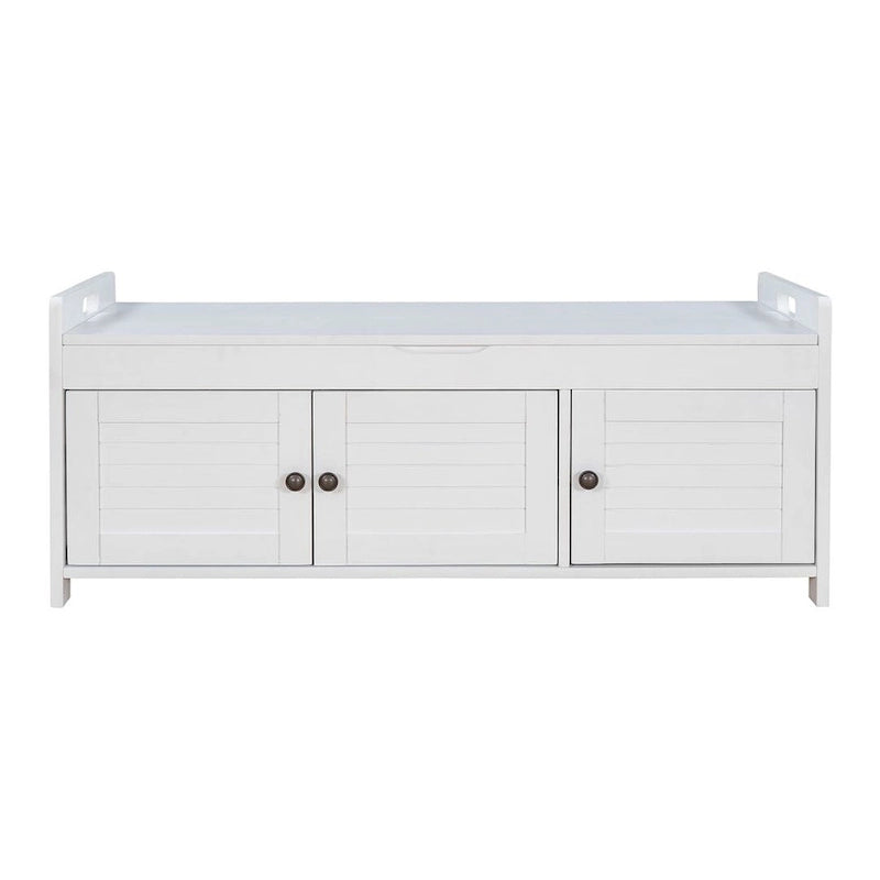 Banc de rangement à chaussures rembourré à trois portes