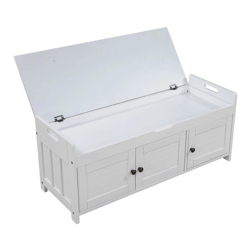Banc de rangement à chaussures rembourré à trois portes