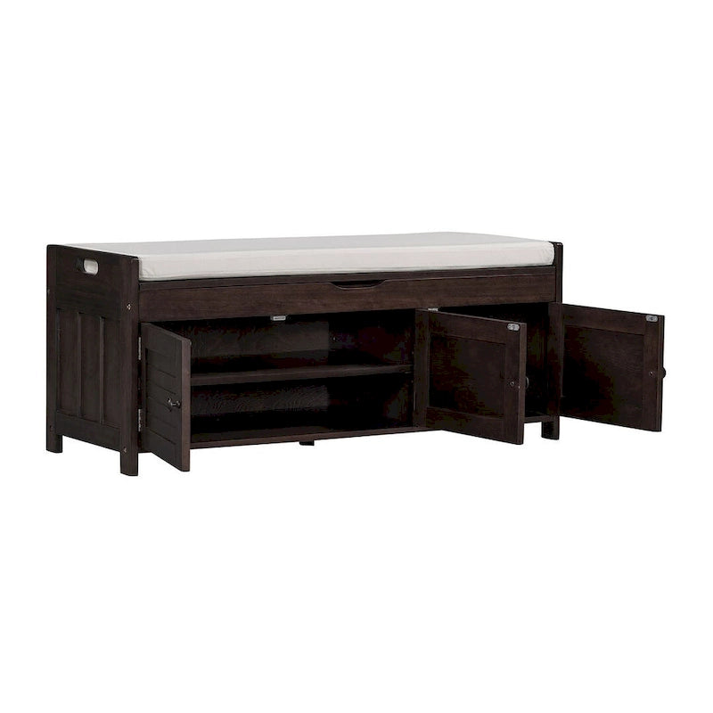 Banc de rangement à chaussures rembourré à trois portes