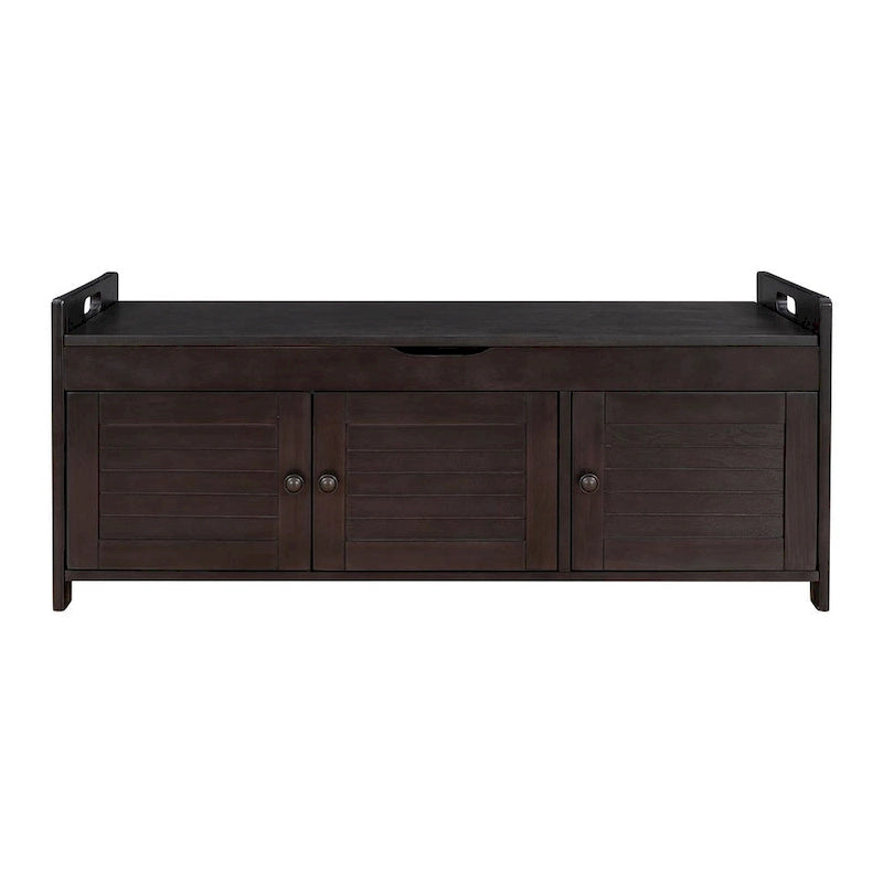 Banc de rangement à chaussures rembourré à trois portes