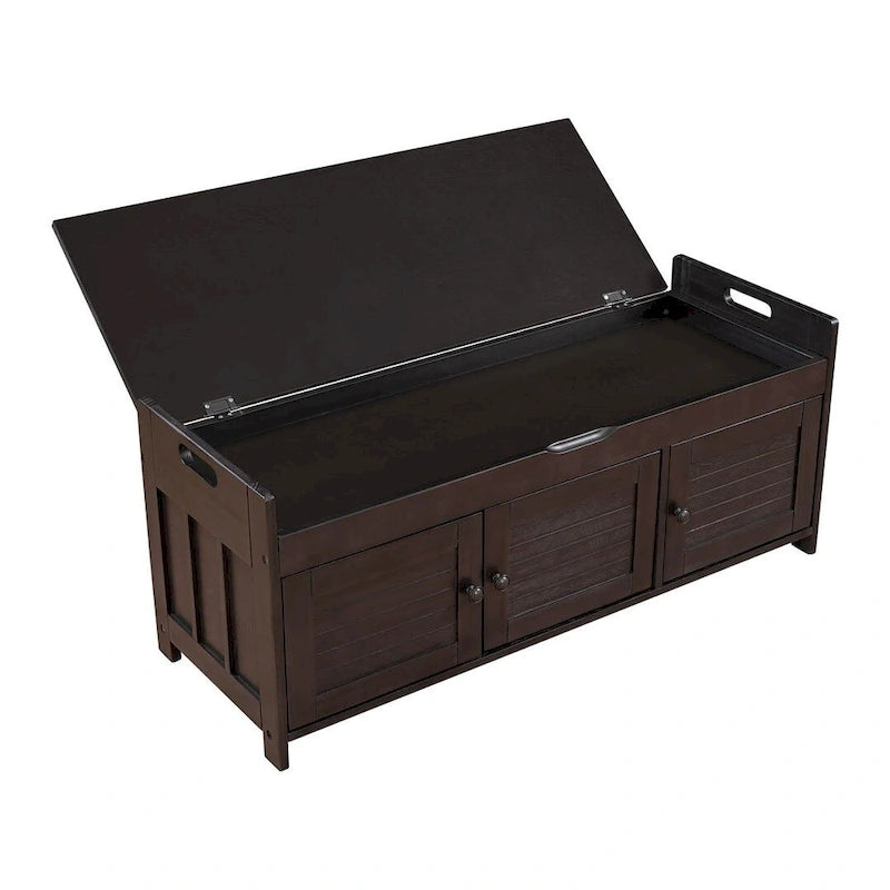 Banc de rangement à chaussures rembourré à trois portes