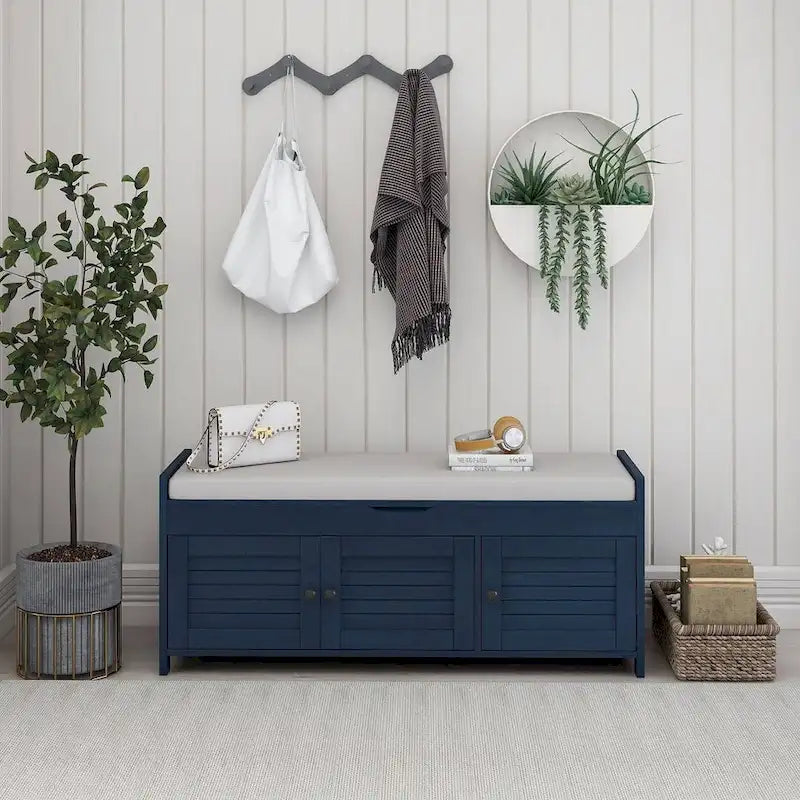 Banc de rangement à chaussures rembourré à trois portes