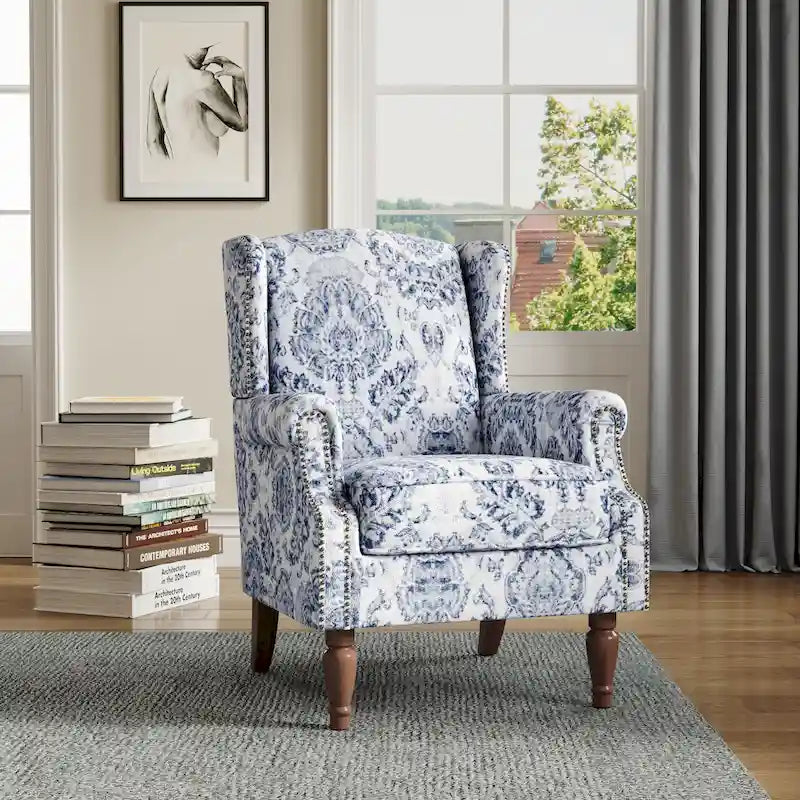 Fauteuil d'appoint rembourré avec clous décoratifs