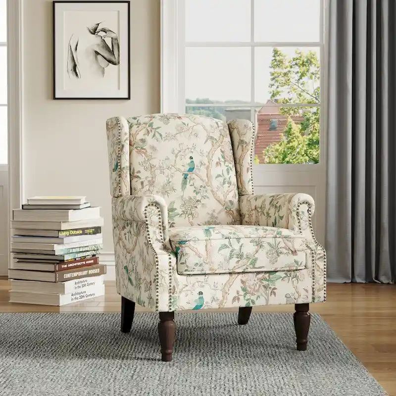 Fauteuil d'appoint rembourré avec clous décoratifs