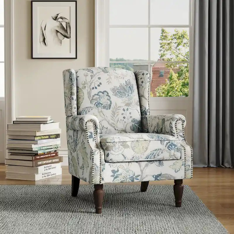 Fauteuil d'appoint rembourré avec clous décoratifs