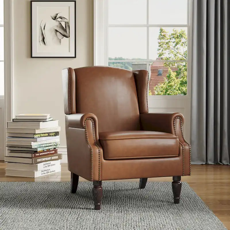 Fauteuil d'appoint rembourré avec clous décoratifs