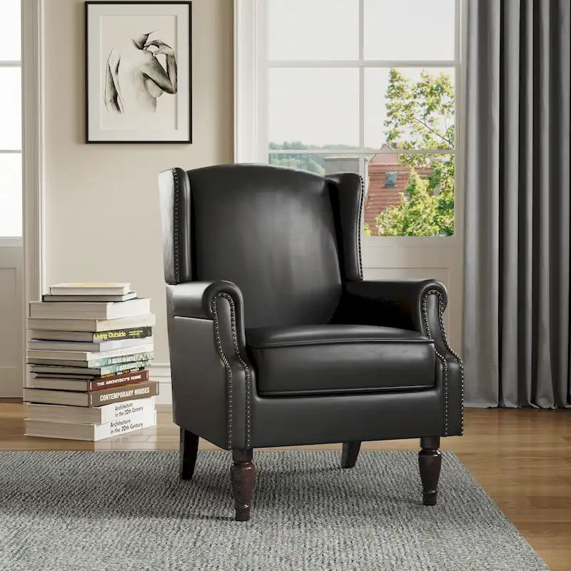 Fauteuil d'appoint rembourré avec clous décoratifs