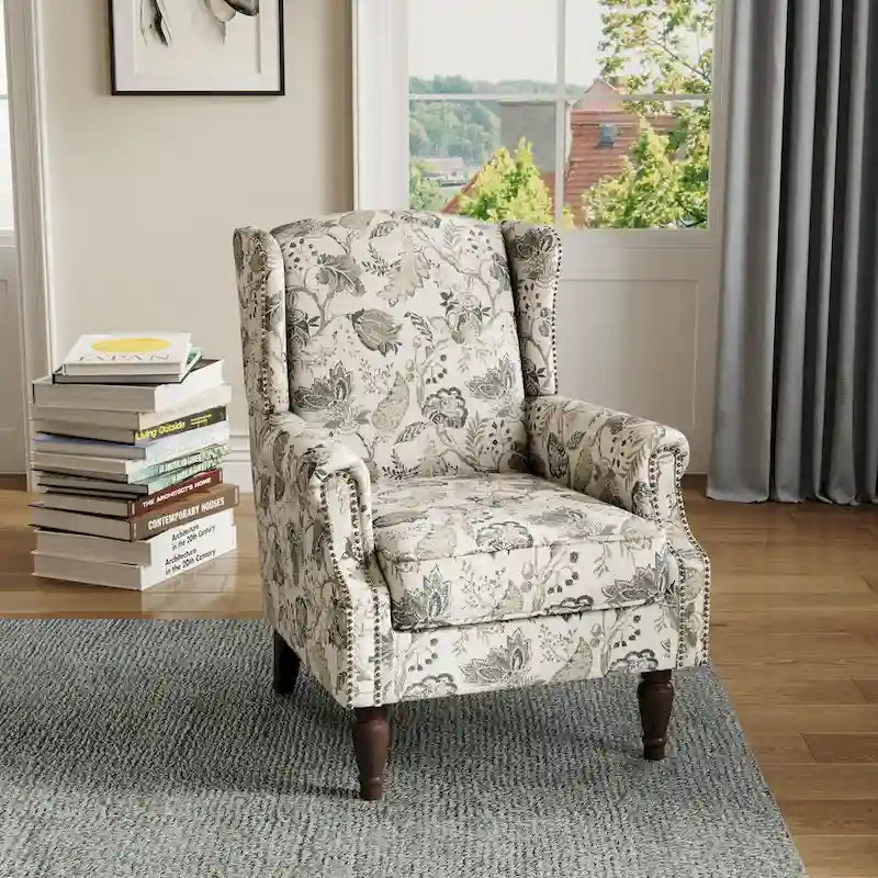 Fauteuil d'appoint rembourré avec clous décoratifs