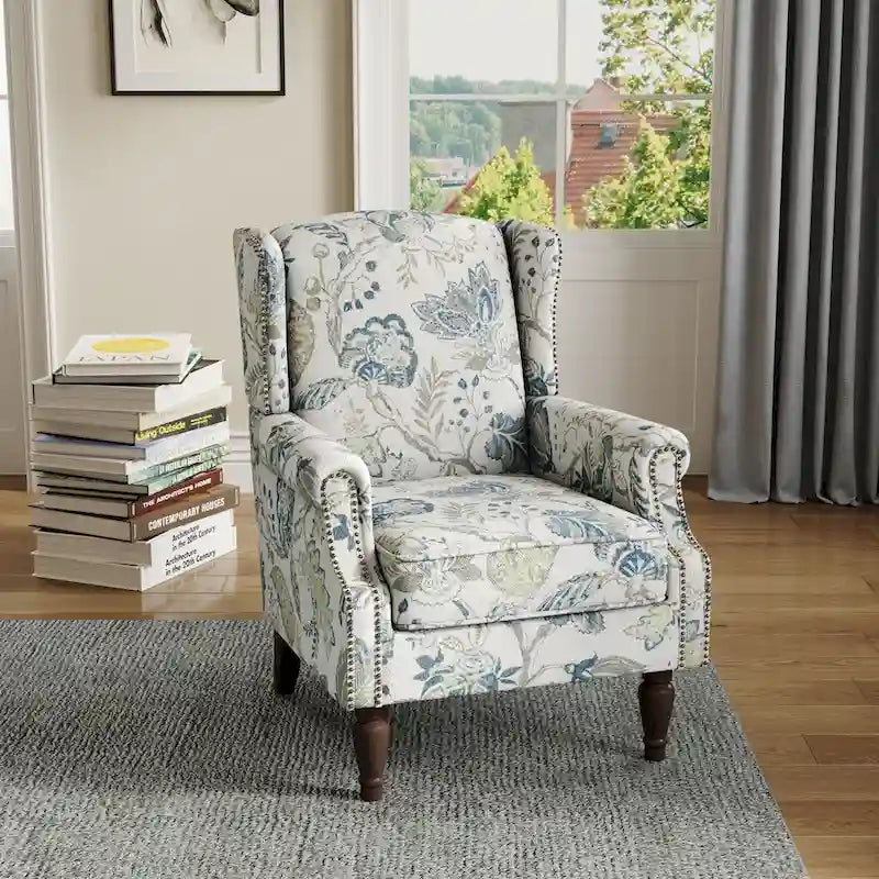 Fauteuil d'appoint rembourré avec clous décoratifs