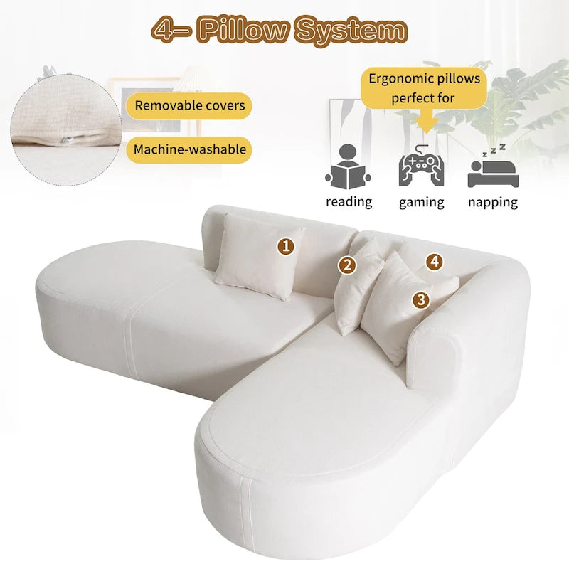 Canapé d'angle quatre places en polyester