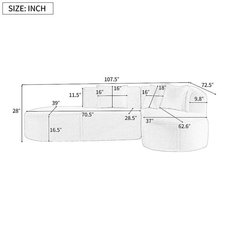 Canapé d'angle quatre places en polyester