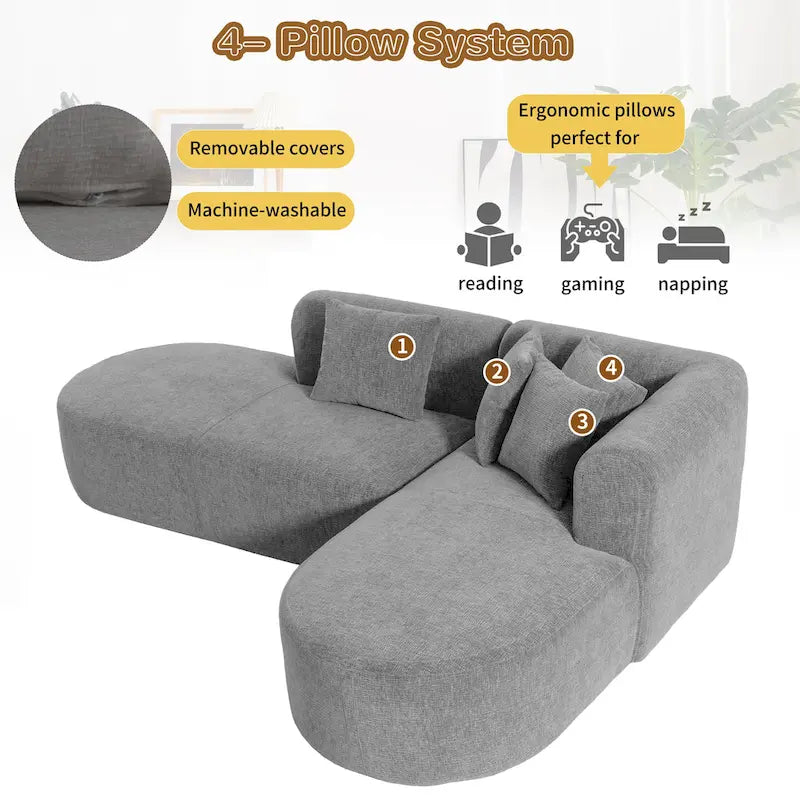 Canapé d'angle quatre places en polyester