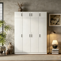 Armoire avec plusieurs options de rangement et placards supérieurs