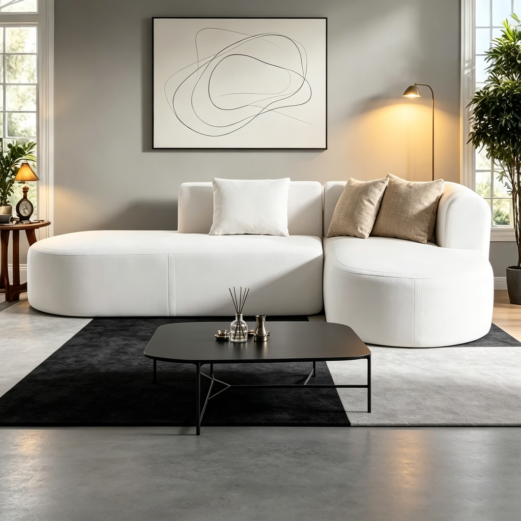 Canapé d'angle quatre places en polyester