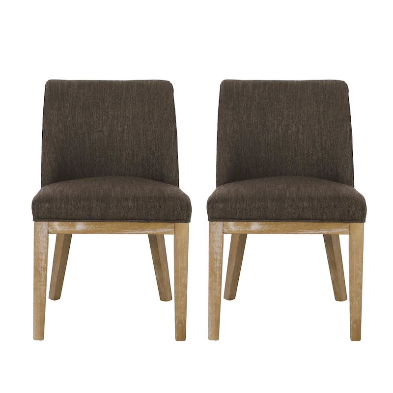Chaises de salle à manger en bois massif avec revêtement en tissu (Lot de 2)
