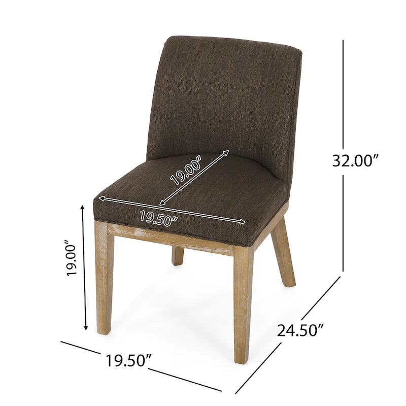 Chaises de salle à manger en bois massif avec revêtement en tissu (Lot de 2)