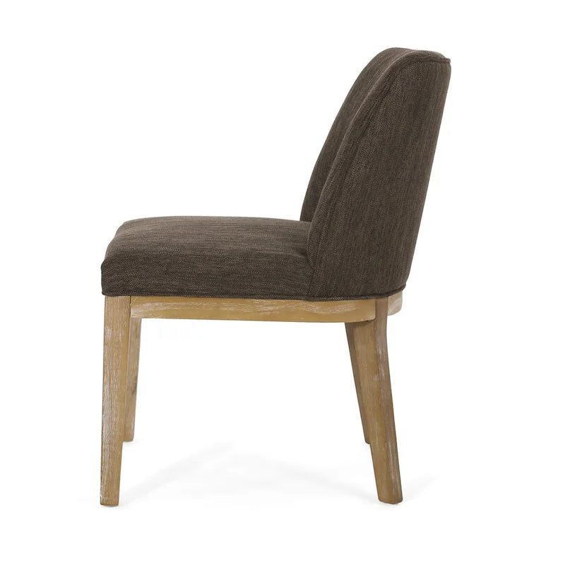Chaises de salle à manger en bois massif avec revêtement en tissu (Lot de 2)