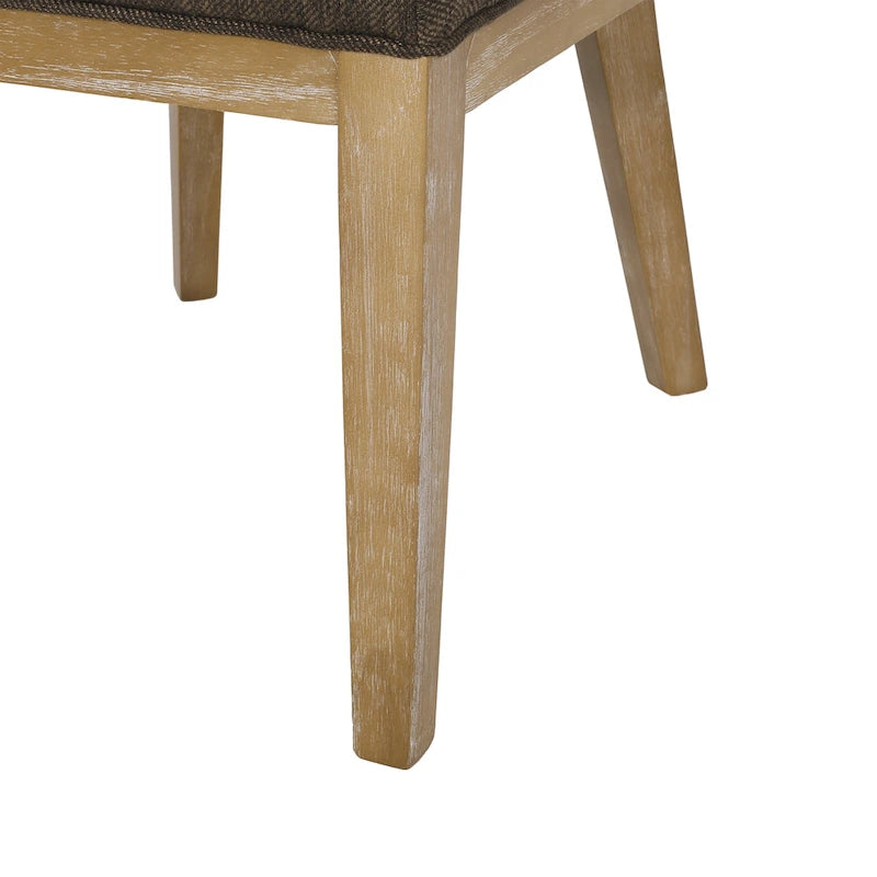 Chaises de salle à manger en bois massif avec revêtement en tissu (Lot de 2)
