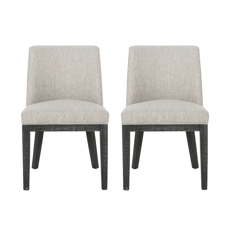 Chaises de salle à manger en bois massif avec revêtement en tissu (Lot de 2)