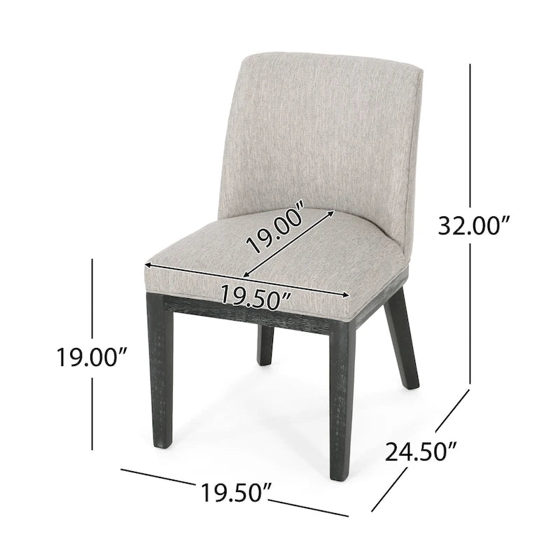 Chaises de salle à manger en bois massif avec revêtement en tissu (Lot de 2)