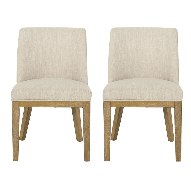Chaises de salle à manger en bois massif avec revêtement en tissu (Lot de 2)