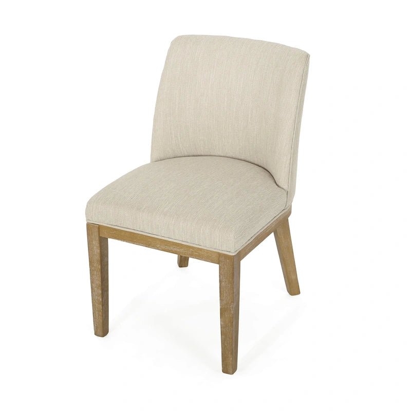 Chaises de salle à manger en bois massif avec revêtement en tissu (Lot de 2)