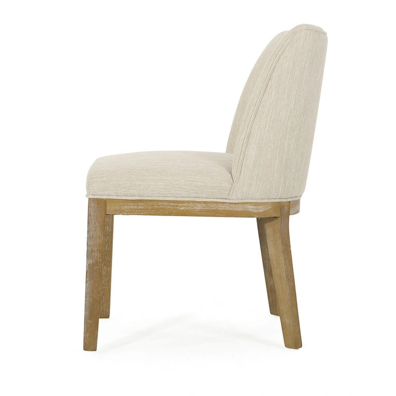 Chaises de salle à manger en bois massif avec revêtement en tissu (Lot de 2)