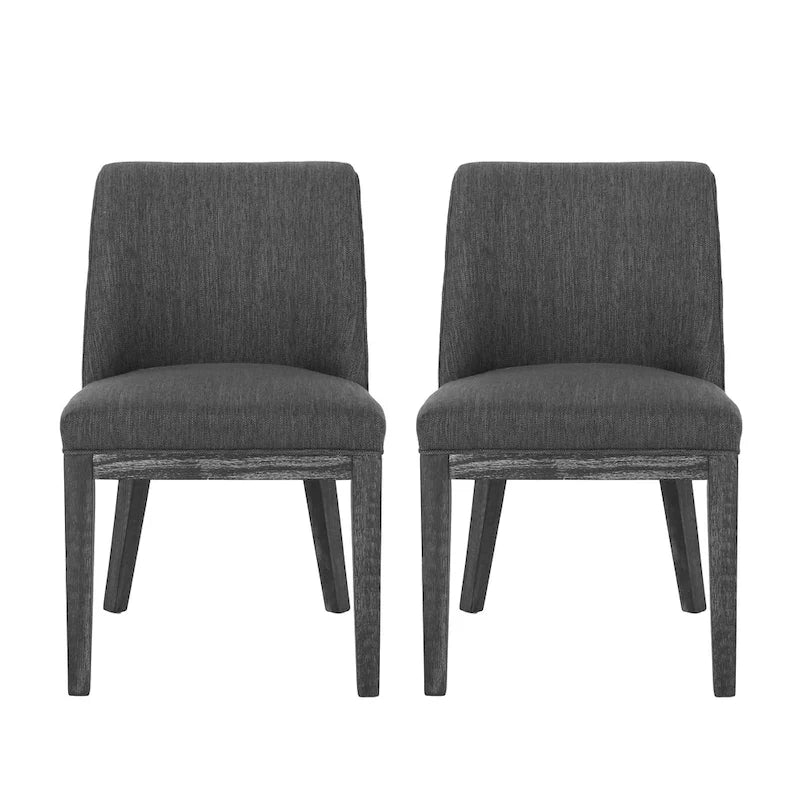 Chaises de salle à manger en bois massif avec revêtement en tissu (Lot de 2)