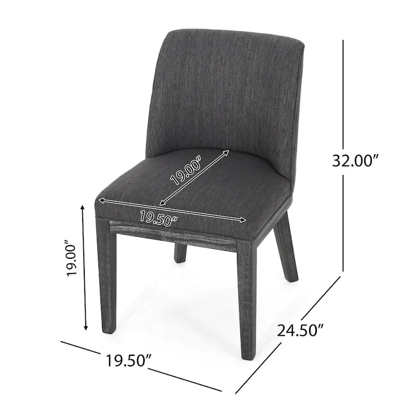 Chaises de salle à manger en bois massif avec revêtement en tissu (Lot de 2)