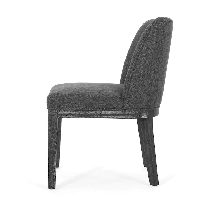 Chaises de salle à manger en bois massif avec revêtement en tissu (Lot de 2)