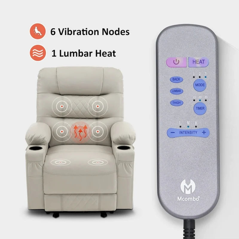 Fauteuil inclinable électrique massant et chauffant