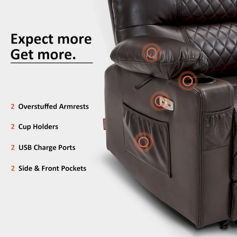 Fauteuil inclinable électrique massant et chauffant