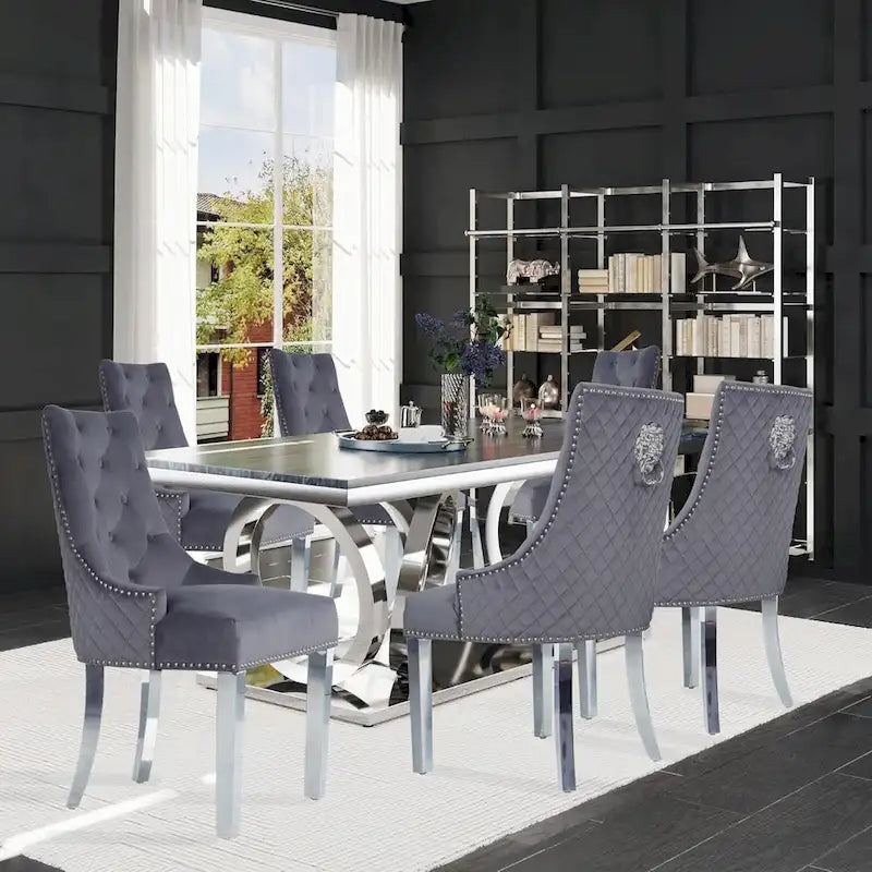 Chaises de salle à manger en velours (lot de 2)
