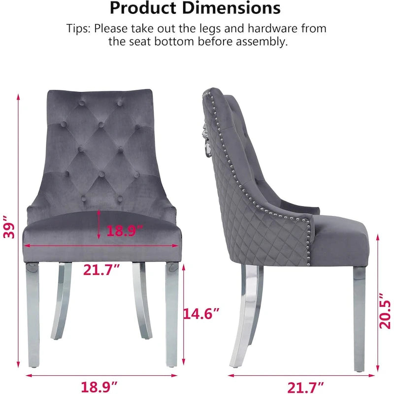 Chaises de salle à manger en velours (lot de 2)