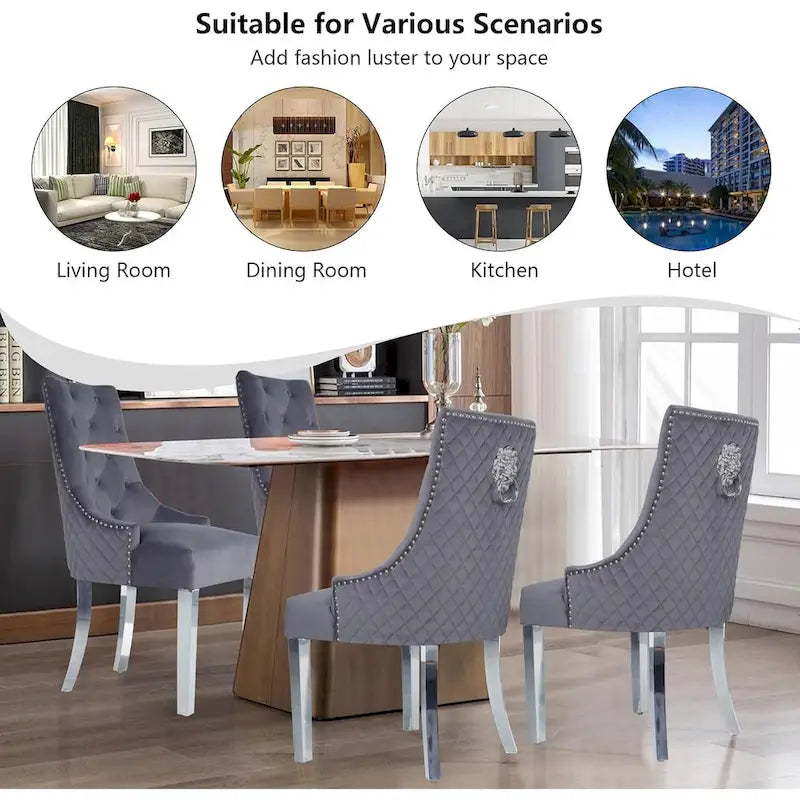 Chaises de salle à manger en velours (lot de 2)