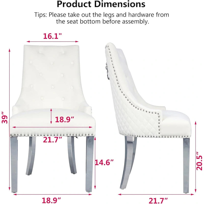 Chaises de salle à manger en velours (lot de 2)