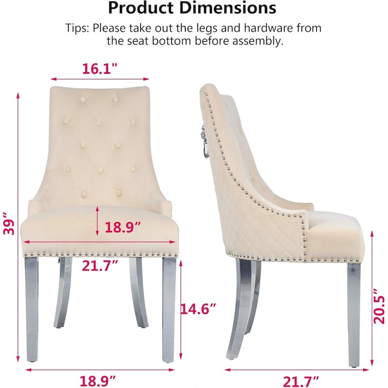 Chaises de salle à manger en velours (lot de 2)