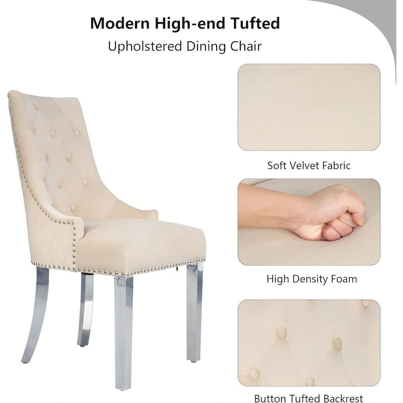 Chaises de salle à manger en velours (lot de 2)