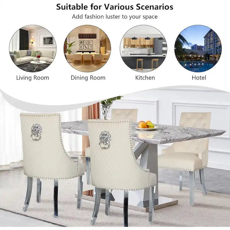 Chaises de salle à manger en velours (lot de 2)