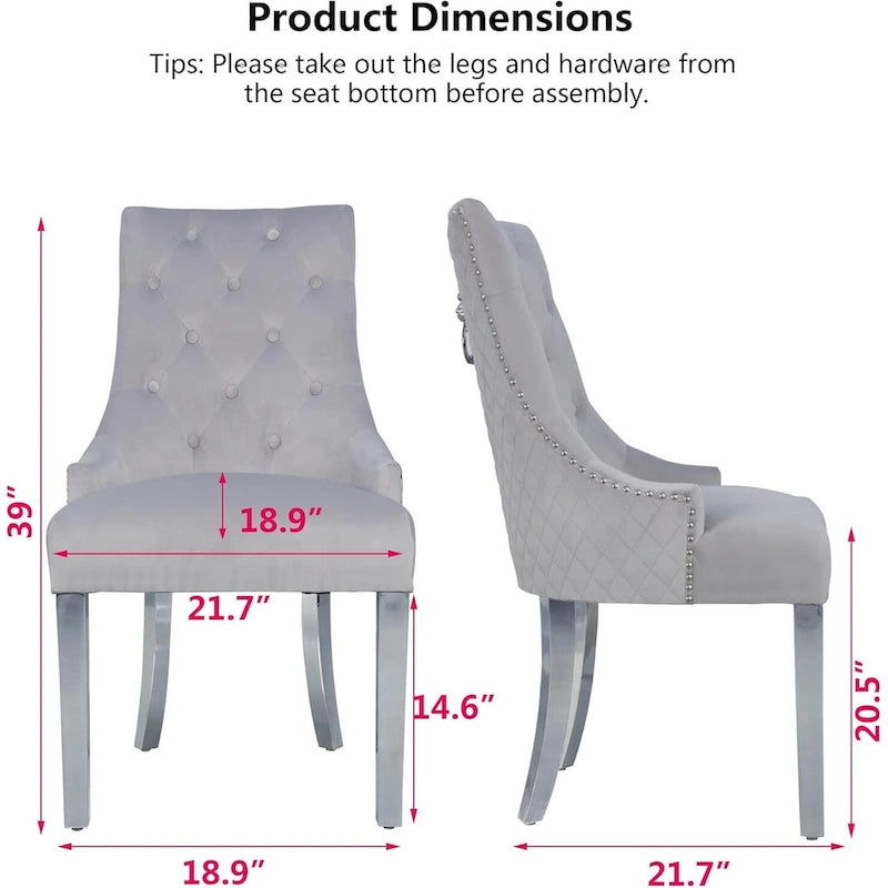 Chaises de salle à manger en velours (lot de 2)