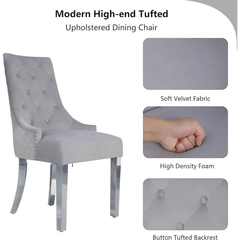 Chaises de salle à manger en velours (lot de 2)
