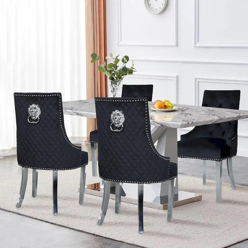 Chaises de salle à manger en velours (lot de 2)