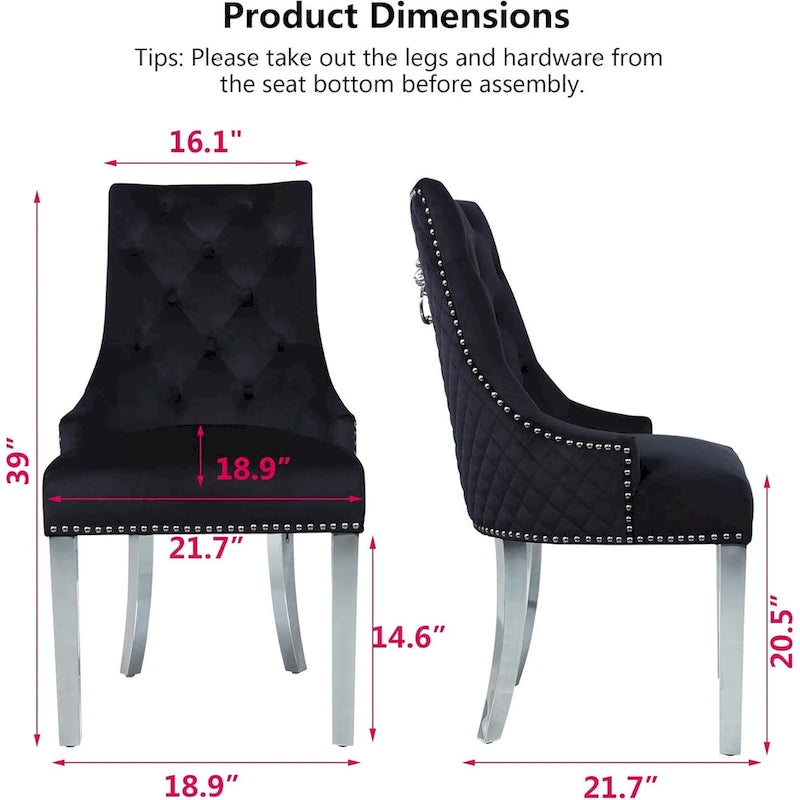 Chaises de salle à manger en velours (lot de 2)