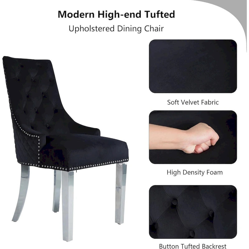 Chaises de salle à manger en velours (lot de 2)